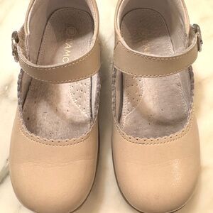 L’Amour Beige Velcro Leather Girl Shoes